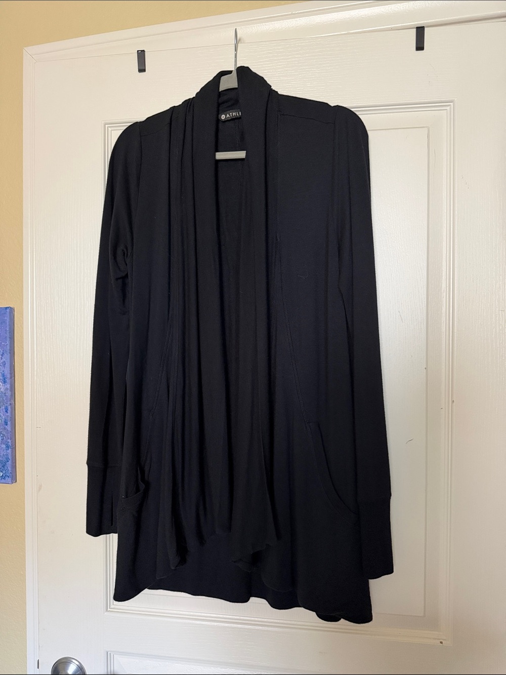 Athleta Black Draped Open-Front Women's Cardigan